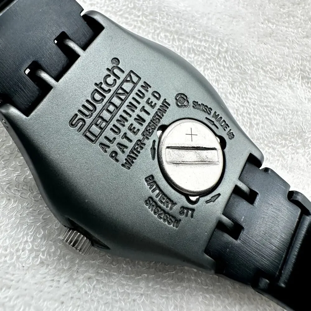 Swatch Irony Black Thought YLB7000AG Black Blue Dial Quartz Analog Watch